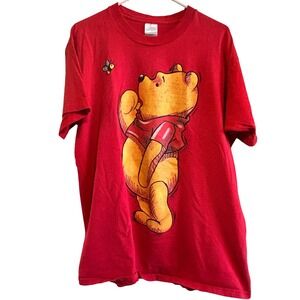 Vintage Winnie the Pooh Graphic T Shirt Red XL Disney Cartoon Jerry Leigh Bee